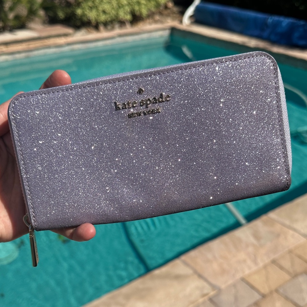 Kate Spade Shimmering Silver Zip Wallet